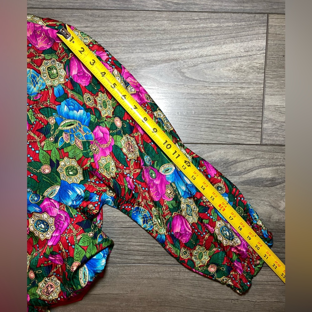 EUC True Vintage 1980s Diane Freis 100% Silk Bright Floral Maxi Dress - Picture 10 of 13